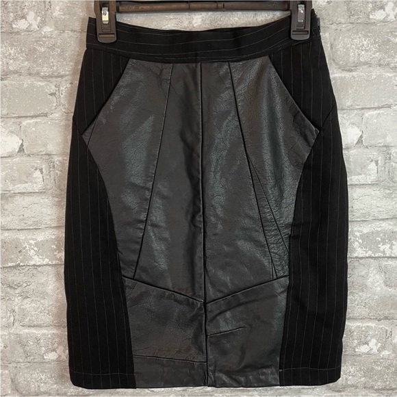 Anthropologie Handcut by Preloved Leather Panel Skirt - Picture 1 of 4